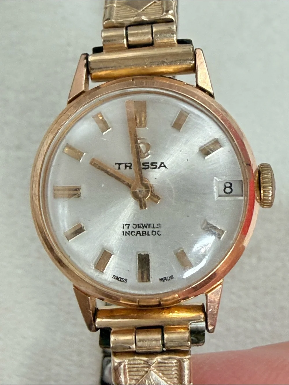 Vintage Tressa 17 jewels small Swiss hand wind up mechanical  display picture 3